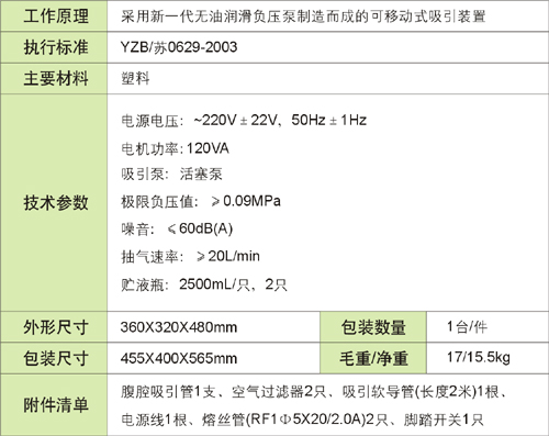 7A-23D電動(dòng)吸引器 產(chǎn)品參數(shù)